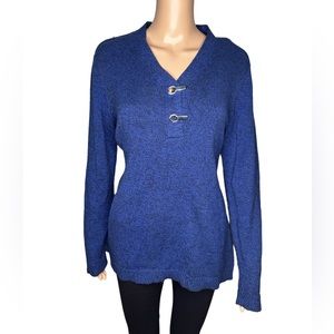 Karen Scott women blue long sleeve v- neck sweater size L